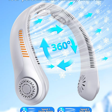 Portable Neck Fan, Rechargeable Personal Fan, 5-Speed, Quiet & Lightweight
