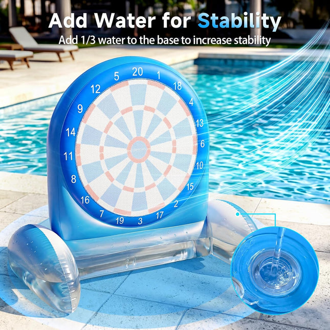 Dart Board Water Game Pool Toy with Sticky Balls & Air Pump Kids Ages 3-12