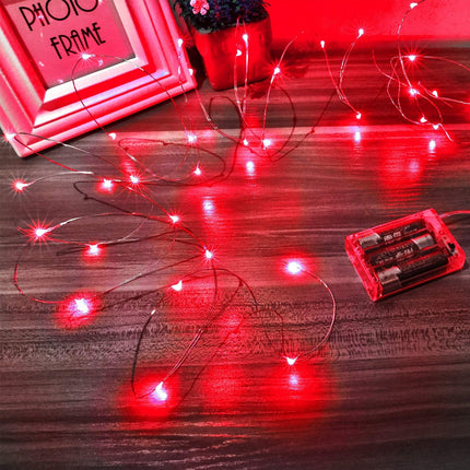 Red LED Fairy Lights 5m – Battery Operated Starry Copper Wire for Holiday & Wedding