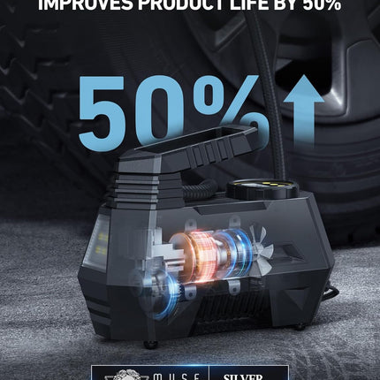 Tire Inflator Air Pump – 12V DC with Digital Pressure Gauge & Emergency LED Light