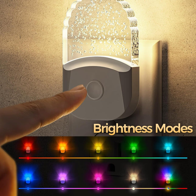 2-Pack Color Changing Night Lights – RGB LED with Dusk-to-Dawn Sensor