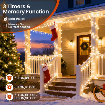 Cluster Christmas Fairy Lights – 400 LED, Warm White, 49FT with Timer