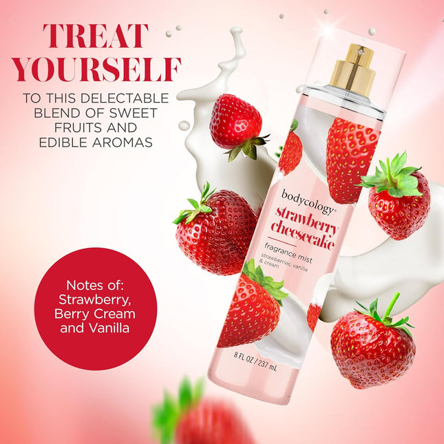 Strawberry Cheesecake Body Mist, Long-Lasting Fragrance, 8 fl oz, 2-Pack