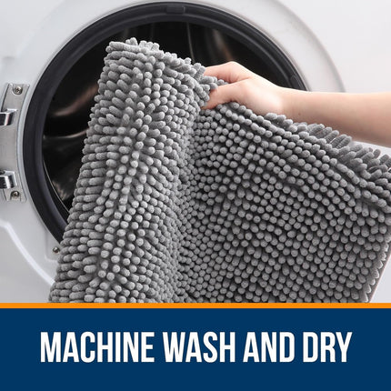Grey Bath Mat 30x20 – Extra Soft, Rubber Backing, Machine Washable