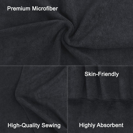 Black Salon Towels – Pack of 12, Soft & Absorbent Microfiber, 16x29 in