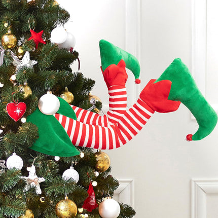 Christmas Elf Tree Topper with Stuffed Legs – Festive Indoor/Outdoor Holiday Decor