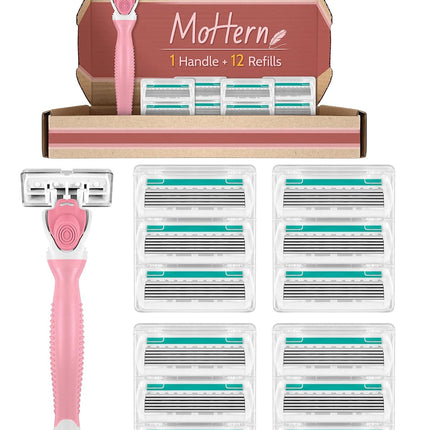 Women’s Razors for Sensitive Skin – 6-Blade Razor + 12 Refills & Travel