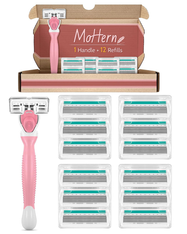 Women’s Razors for Sensitive Skin – 6-Blade Razor + 12 Refills & Travel