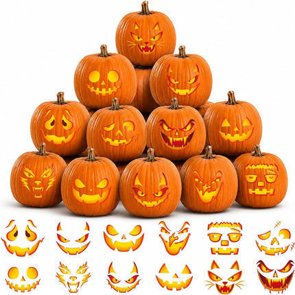 Halloween Pumpkin Decorating Kit, Funny Face Stickers, Party Favors & Classroom Decor