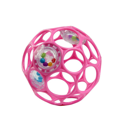 Oball Easy-Grasp Baby Rattle Ball, Pink, 4 Inch, Newborn and Up Infant Toy