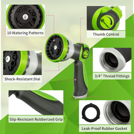 2 Pack Garden Hose Nozzle with Thumb Control Sprayer & Extra Washers