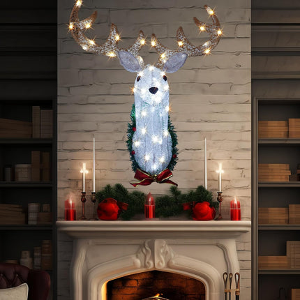 Christmas Reindeer Wall Decoration – 32" 3D Light-Up Rudolph with 8 Modes