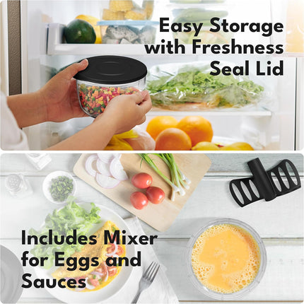 Manual Food Processor 26oz – Pull String Chopper for Veggies & Garlic