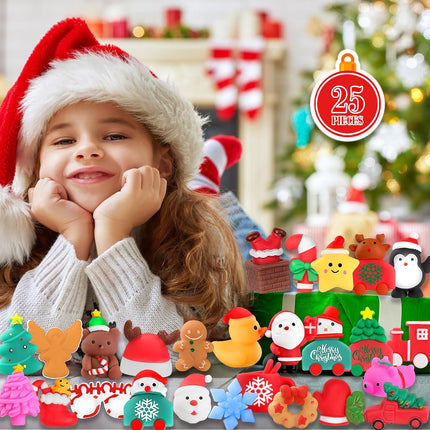 25-Pack Christmas Mochi Squishy Toys – Kawaii Animals Party Favors
