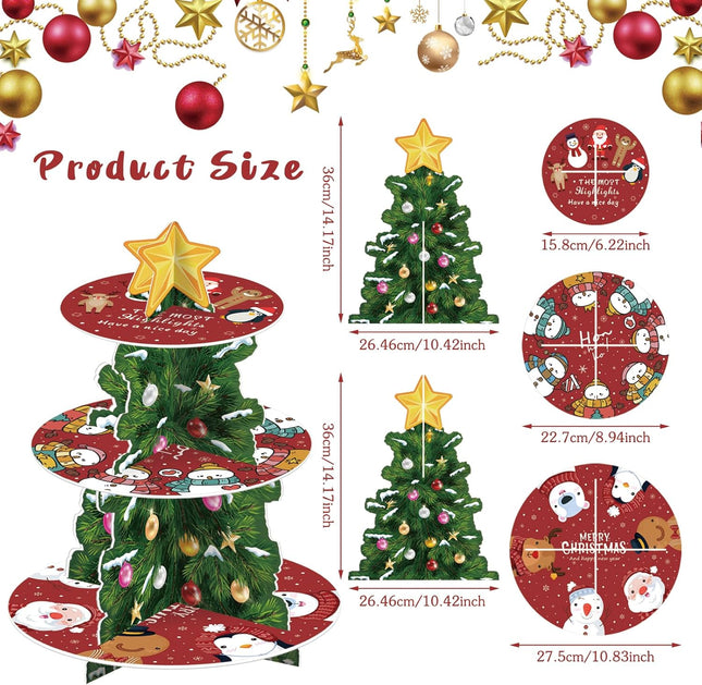 Merry Christmas Cupcake Stand – 3-Tier Dessert Tower for Holiday Parties