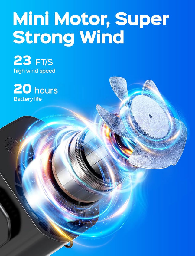 Portable Waist Cooling Fan, 10000RPM, Belt Clip, 20H Battery, Outdoor Travel