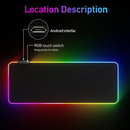 RGB LED Mouse Pad Large Gaming Mouse Mat with Colorful Backlit Design