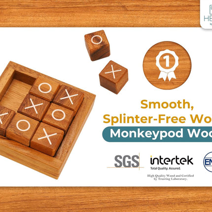 Wooden Tic Tac Toe Game – Mini XO Board for Home, Office & Travel