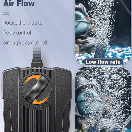 Adjustable Aquarium Air Pump 50 GPH Dual Outlet, Ultra Quiet 1.25W Fish Tank Aerator