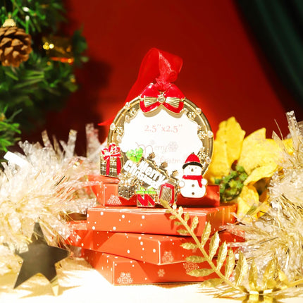 Gold Snowman Photo Ornament – Christmas Tree Decoration & Holiday Keepsake Gift