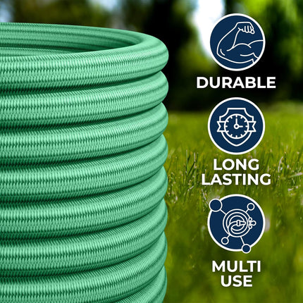 25FT Non-Expandable Garden Hose – Super Lightweight, Brass Connectors, Grassy Green