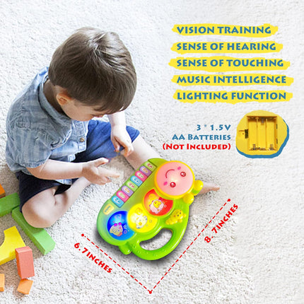 Baby Piano Drum Music Toy with Lights & Animal Sounds for 6-24 Months