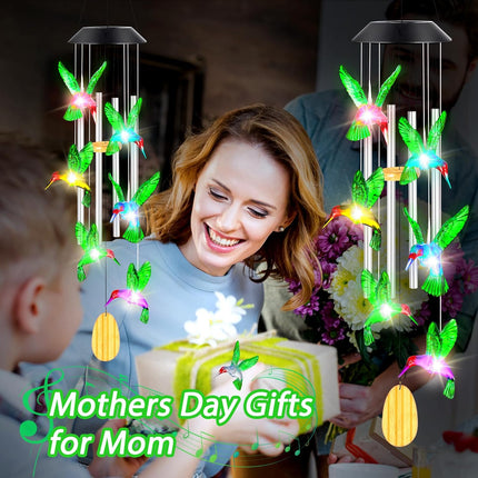 Christmas Gift Idea – Hummingbird Wind Chimes with Solar Lights for Women & Moms