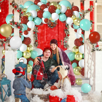 Christmas Balloon Arch Kit – 5, 12, 18In Red, Green, Gold Balloons for Party Decor