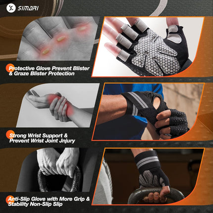 Workout Gloves for Men Women with Wrist Support Weight Lifting Gym Gloves