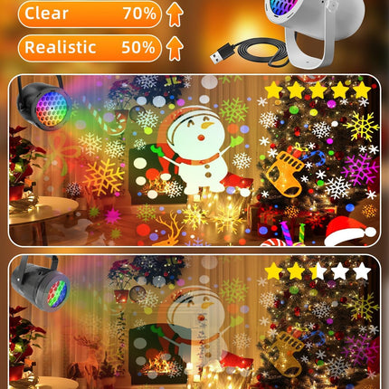 Christmas Projector Lights, White LED Snowflake Lamp for Holiday Party Decor
