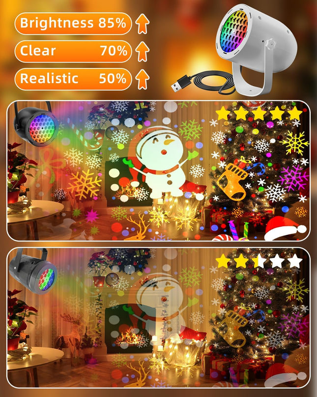 Christmas Projector Lights, White LED Snowflake Lamp for Holiday Party Decor