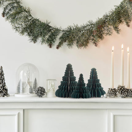 3 Pack Paper Christmas Tree Honeycomb Centerpieces 6, 8, 9.5 Inch Table Décor