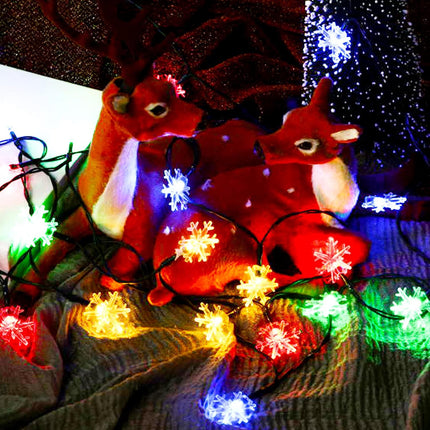 40 LED Snowflake String Lights – 20ft Battery Operated Christmas Decor