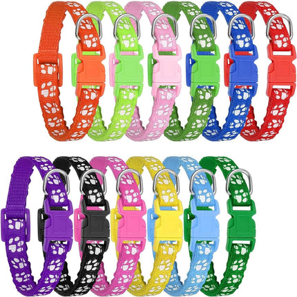 12-Pack Adjustable Puppy Collars – Soft Nylon Whelping ID Collars for Newborn Litter
