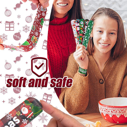 48PCS Christmas Slap Wristbands – 12 Snap Bracelets for Festive Holiday Fun