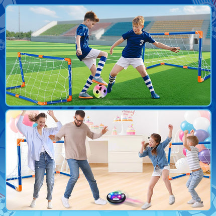 Kids Hover Soccer Ball Set with LED Lights, 2 Goals and Light-Up Ball Ages 3+