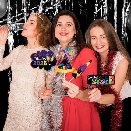 31-Piece New Year 2026 Photo Booth Props – Colorful NYE Party Decorations