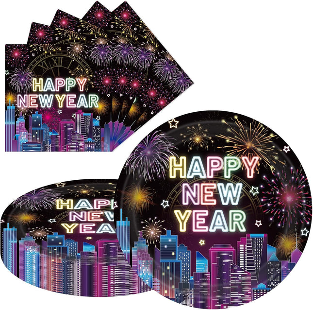 20-Piece New Years Eve Tableware – Plates & Napkins for Party Celebrations