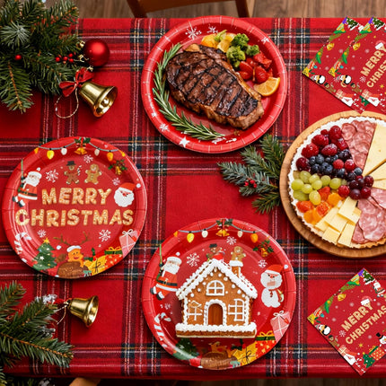 Christmas Party Tableware Set – 40PCS Tree Plates & Napkins for Holidays