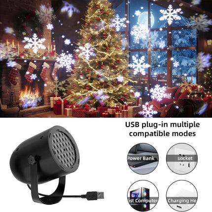 2 Set Mini LED Snowflake Lamps – Dynamic Christmas Projection Lights, Ideal for Holiday Décor