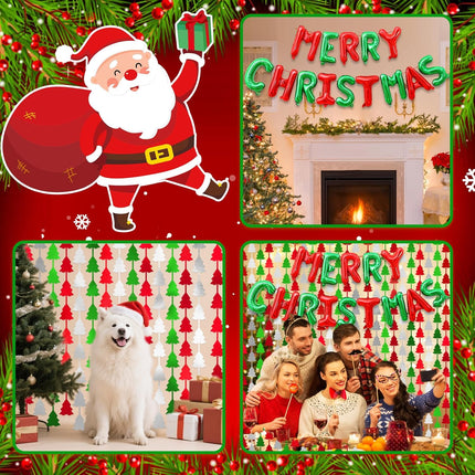 2-Pack Christmas Foil Fringe Curtains – Merry Christmas Balloon Backdrop