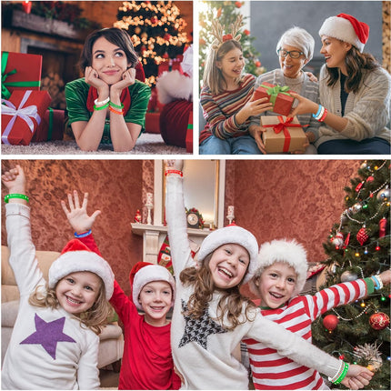 24PCS Christmas Silicone Bracelets, 8 Styles with Xmas Patterns, Rubber Wristbands