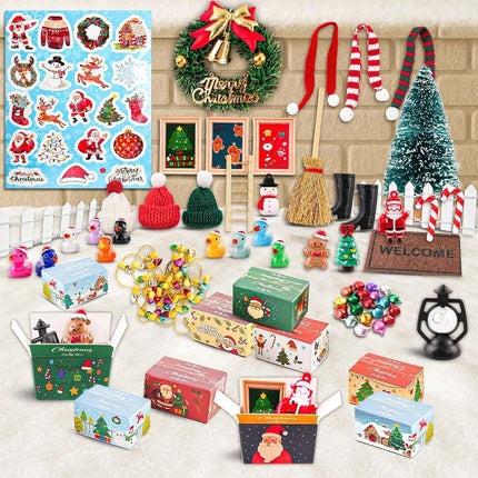 67pcs Mini Christmas Figurines – Santa, Snowman, Ducks & Xmas Trees DIY