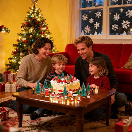 35 PCS Mini Christmas Figurines Trees Snowman Santa Claus Xmas Village Decor