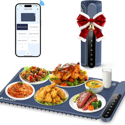 Electric Silicone Food Warming Mat 15"x23.6" with App & 8H Timer