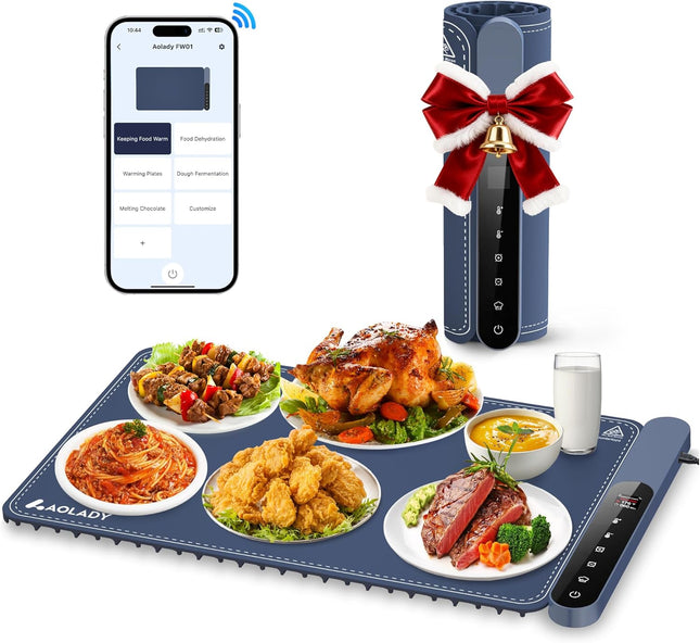 Electric Silicone Food Warming Mat 15"x23.6" with App & 8H Timer