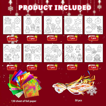 Christmas Foil Art Kit No Mess Peel & Press DIY Craft with Santa Tree Snowman