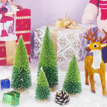 4PCS Mini Christmas Trees – Gradation Green Bottle Brush Tabletop Decor