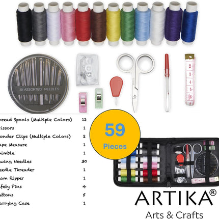 59PCS Travel Sewing Kit with Scissors Thread Tape Measure & Accessories