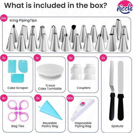 88Pc Cake Decorating Kit Turntable 24 Piping Tips Bags Spatulas Scrapers